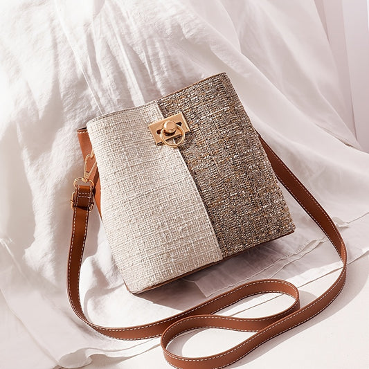 Stylish Colorful Zipper Bucket Bag Small Bag Women's Crossbody Bag Elegant 1pc PUSynthetic LeatherSynthetic Synthetic Leather, suitable for girls, ladies, college students, newbies in the workplace and white-collar workers, v