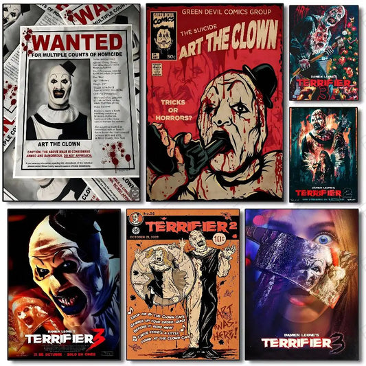 Horror Movie Terrifier Poster Art painting poster with prints Home bedroom living room decoration gift