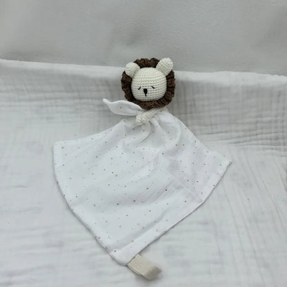 Baby Soother Appease Towel Bib Animal Horse Lion Sleeping Doll Infants Soft Comfort Bib with Noice Security Blanket Nursing Acce