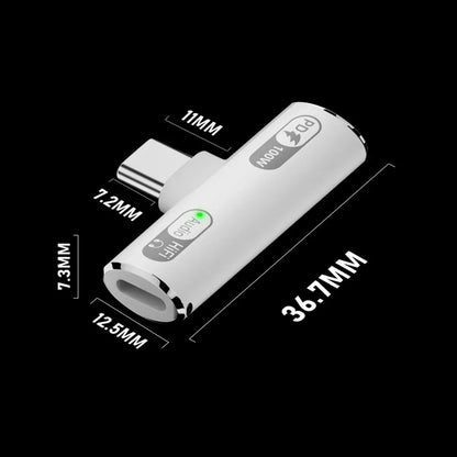 USB C Headphone Audio and Charger 2 in 1 Adapter Type-C to IOS 8Pin Wired Earphone with PD 100W Fast Charging for Phone Tablet