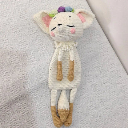 Baby Security Blanket Towel Feeding Bib Soft Towel Cotton Burping Cloth Infant Shower Gift Knitted Lovely Animal Fox Rattle