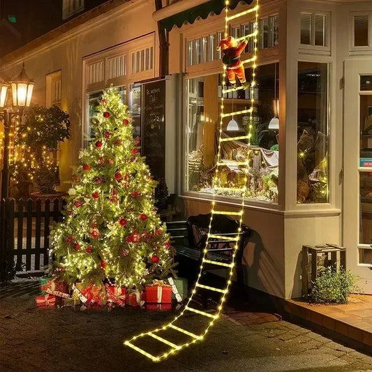 Christmas Light String Santa Claus Climbing on Rope Ladder Christmas Decoration 2025 for Home Xmas Tree Decor Hanging Pendants