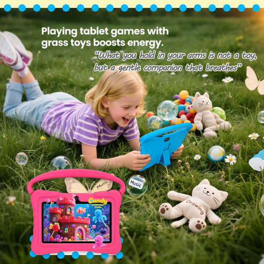 Kids Tablet – 7 Inch Android 12 Educational Tablet with Dual Cameras, Designed for Boys & Girls as a Fun Learning Gift ， Blue