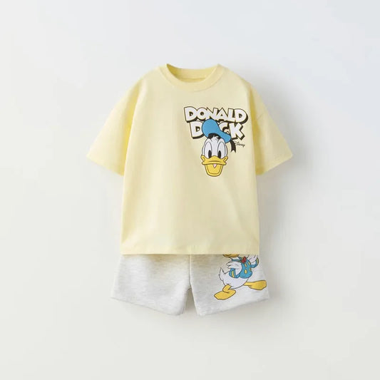 Baby Clothes Sets Kids Cotton Summer Newborn Boy Girl Infant Clothing Yellow Duck Tops + Pants Children Sports Sets For Kids