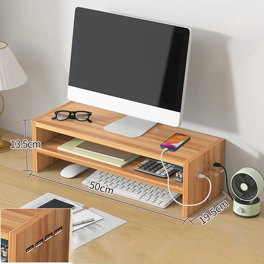 Computer Monitor Heightening Holder With USB Hub Office Desk Storage Drawer Pen Container PC Screen Stand Support For Printer