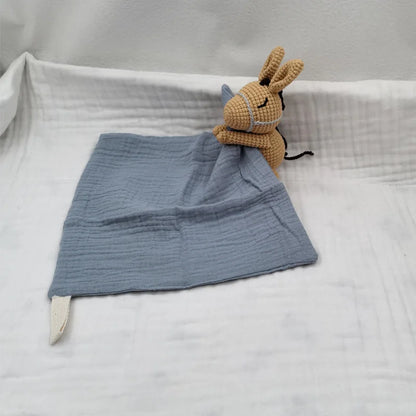 Baby Soother Appease Towel Bib Animal Horse Lion Sleeping Doll Infants Soft Comfort Bib with Noice Security Blanket Nursing Acce