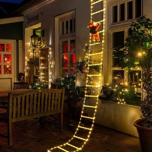 Christmas Light String Santa Claus Climbing on Rope Ladder Christmas Decoration 2025 for Home Xmas Tree Decor Hanging Pendants
