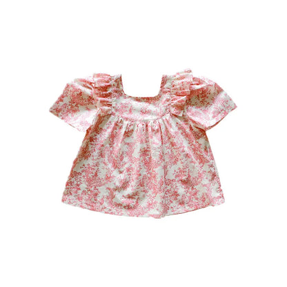 Kids Clothes Girls 2025 New Toddler Baby Girls Cotton Cute Flower Shirt and Lace Bow Shorts Outfit Set Kids Boutique Clothes