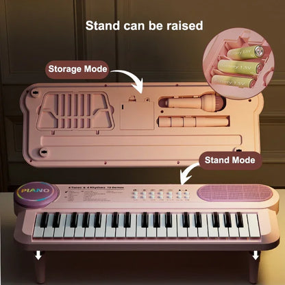 Kids Electric Piano 37 Baby Keyboard with Microphone Singing Songs Development Educational Toy Musical Instrument Games Children