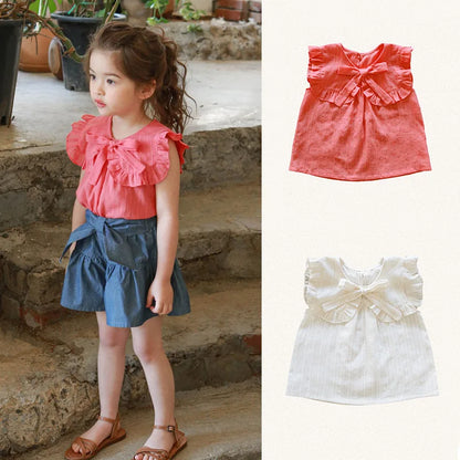 Kids Clothes Girls 2025 New Toddler Baby Girls Cotton Cute Flower Shirt and Lace Bow Shorts Outfit Set Kids Boutique Clothes