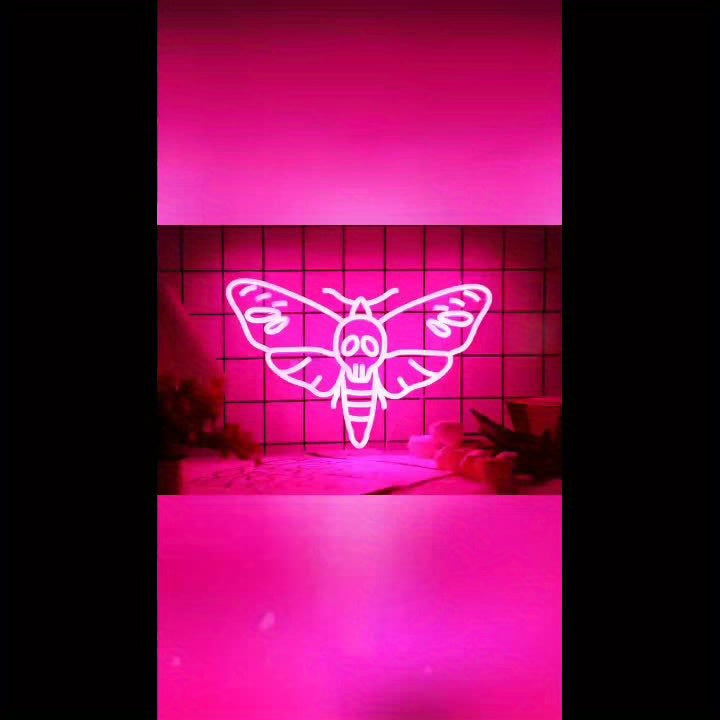 Death Head Moth Neon Signs, Death Moth Neon Light, LED Skull Butterfly Neon Sign for Wall Decor, Dimmable & Powered by USB Unique Insect Neon Lights for Collectables Tabletop Wall Art Home Decor Living Gallery Bedroom