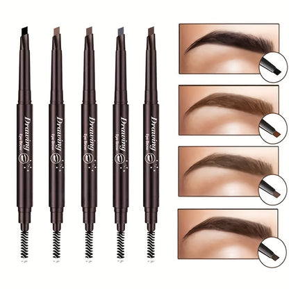Long-Lasting Double-Ended Waterproof Eyebrow Pencil with Automatic Rotation and Easy Application Eyebrow Brush