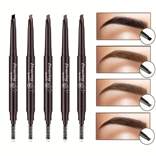 Long-Lasting Double-Ended Waterproof Eyebrow Pencil with Automatic Rotation and Easy Application Eyebrow Brush