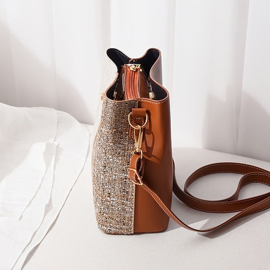 Stylish Colorful Zipper Bucket Bag Small Bag Women's Crossbody Bag Elegant 1pc PUSynthetic LeatherSynthetic Synthetic Leather, suitable for girls, ladies, college students, newbies in the workplace and white-collar workers, v